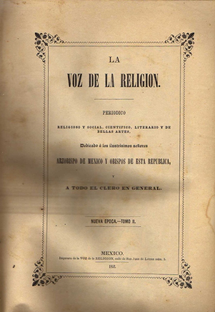 LA VOZ DE LA RELIGION. PERIODICO RELIGIOSO Y SOCIAL